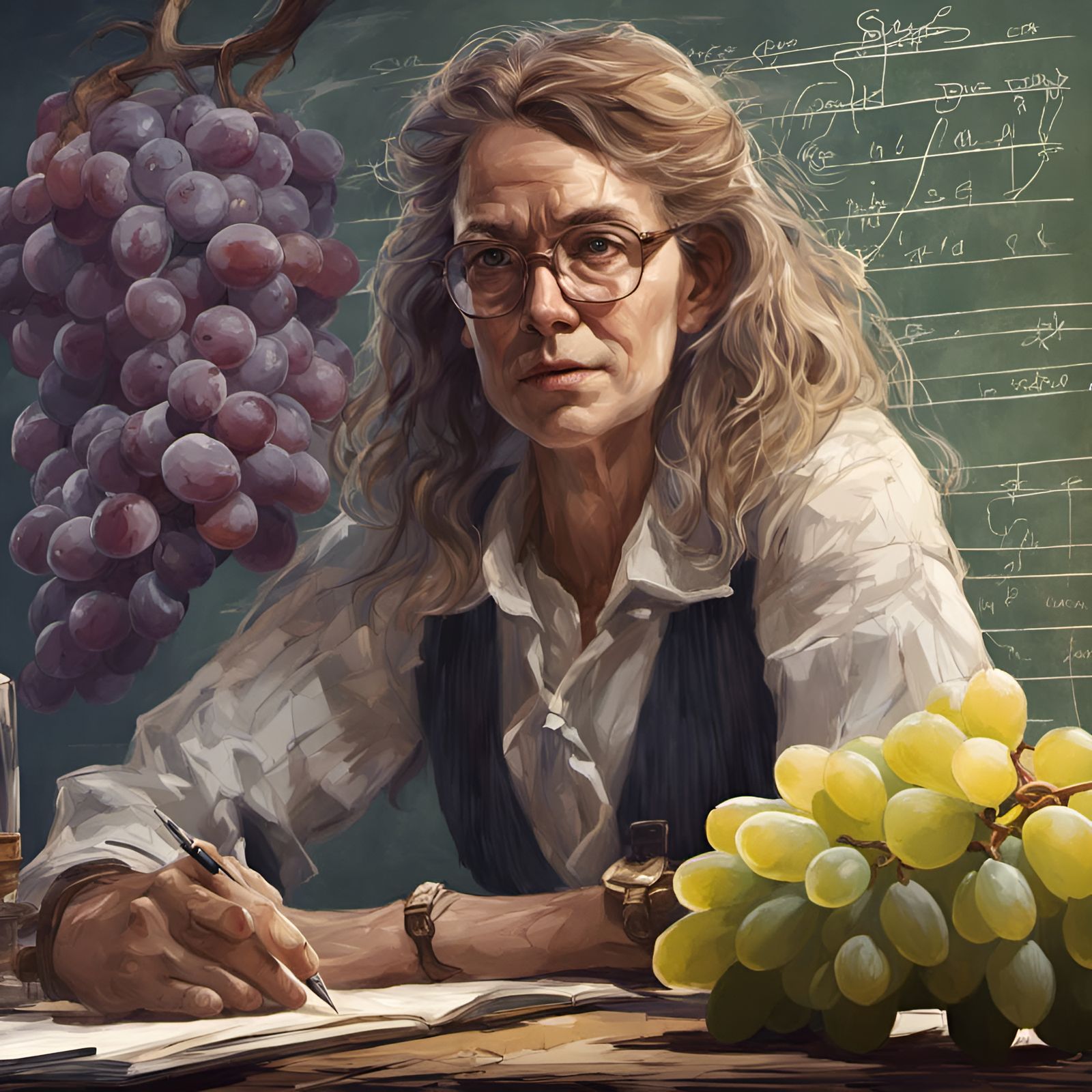 Grape School Teacher Portrait in Digital Illustration