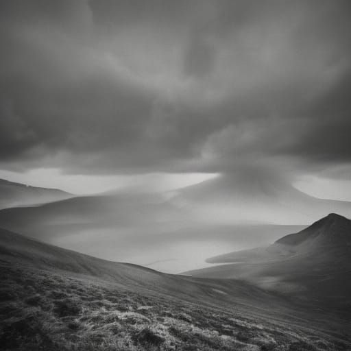 Monochrome Volcano Landscape Portrait