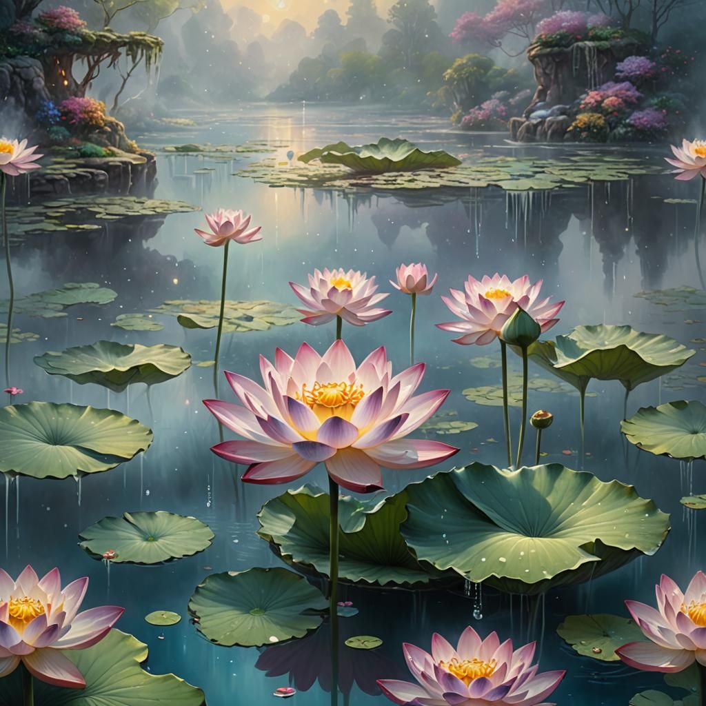 Mystical Lotus Flower in Ethereal Style