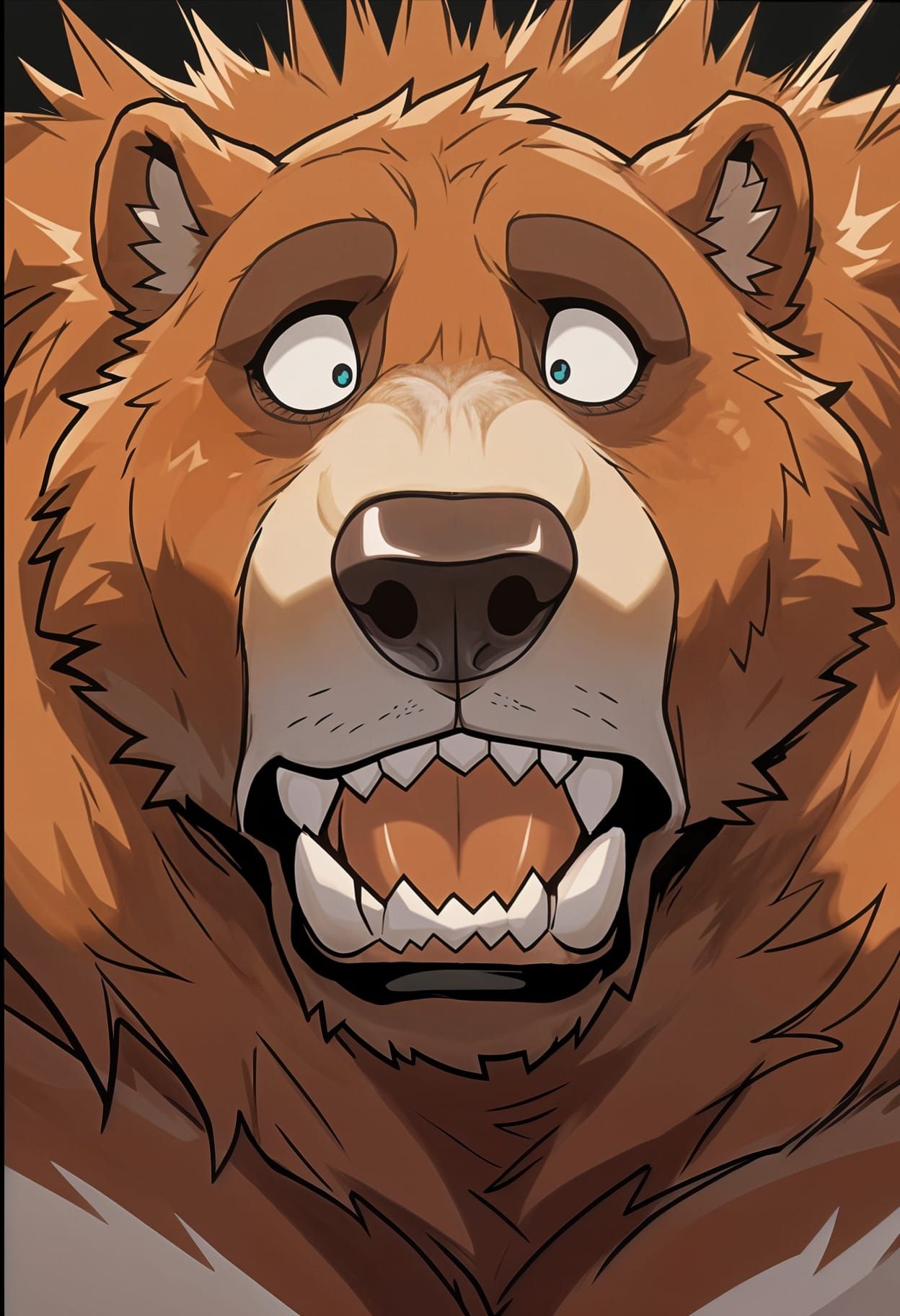 Surreal Portrait of a Majestic Kodiak Bear in a State of Awe