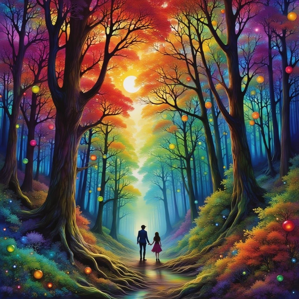 Mystical Forest Landscape in a Painterly Style