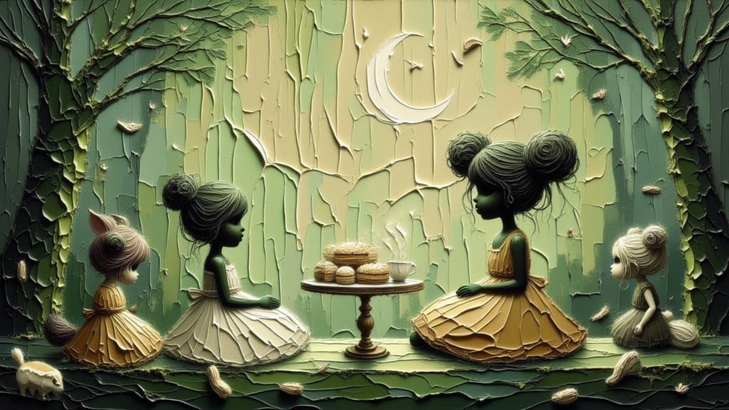 Whimsical Tea Party in Hidden Grove, 3D Rendered