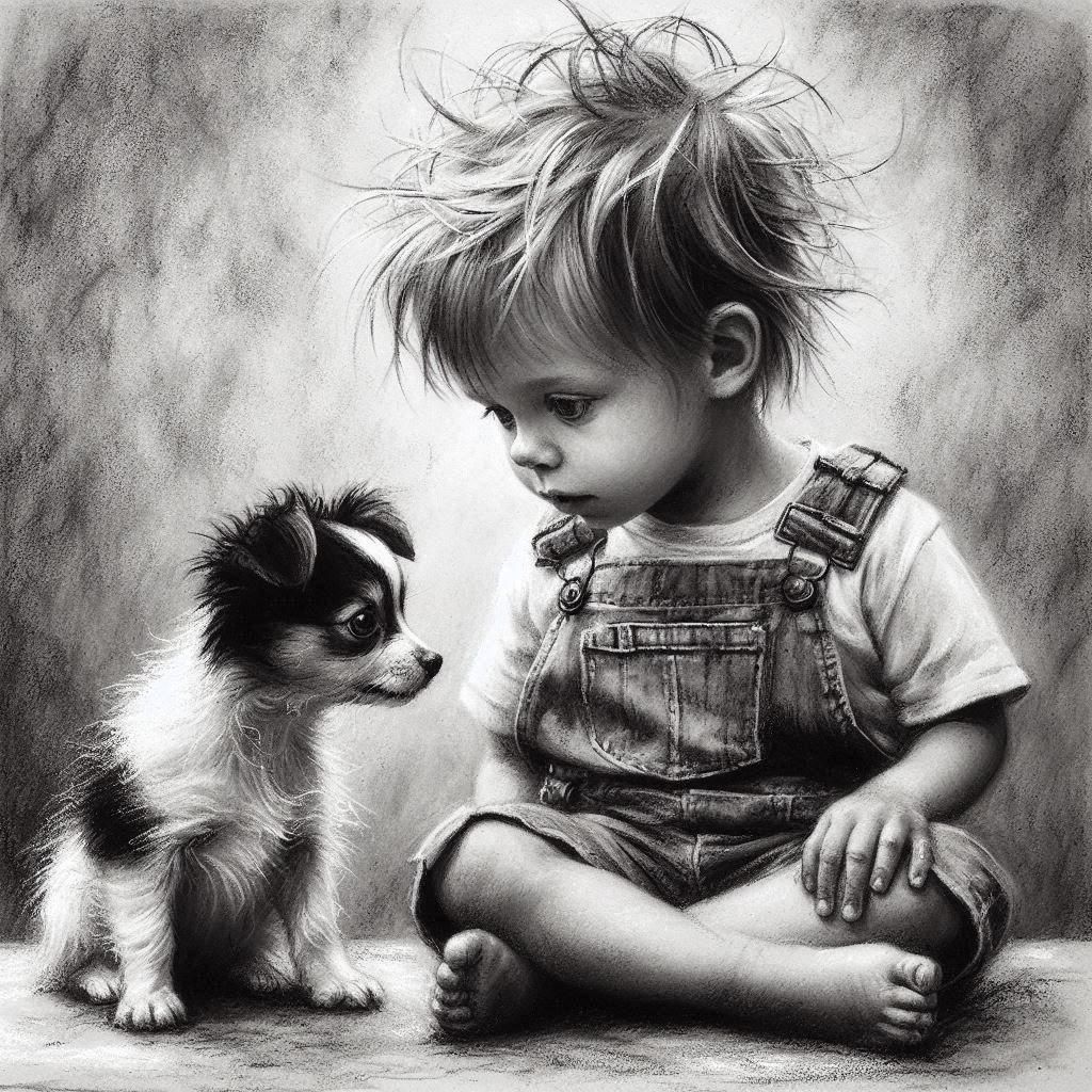 Classic Charcoal Drawing on Paper