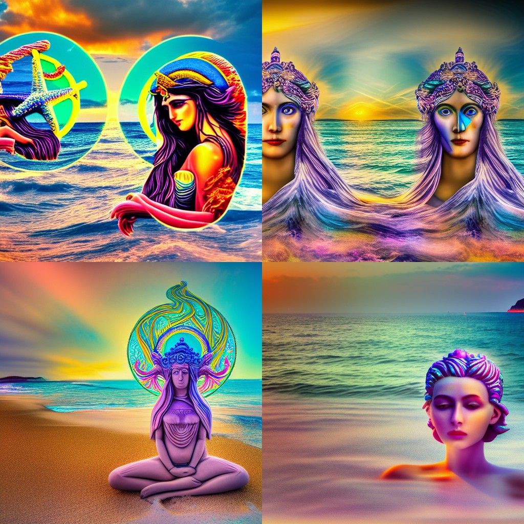 Psychedelic Astral Goddess of the Sea in 4K