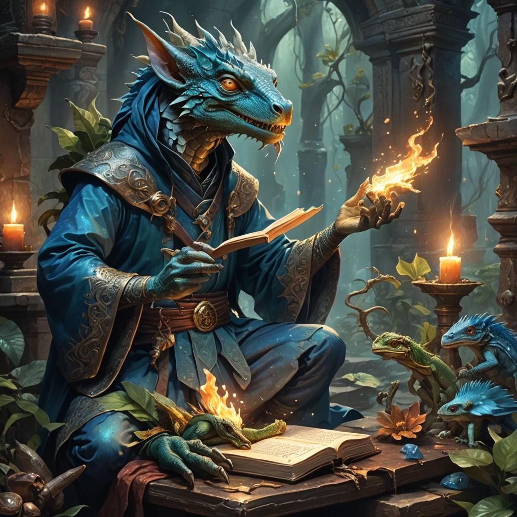 Blue Kobold Sorcerer Fantasy Concept Art