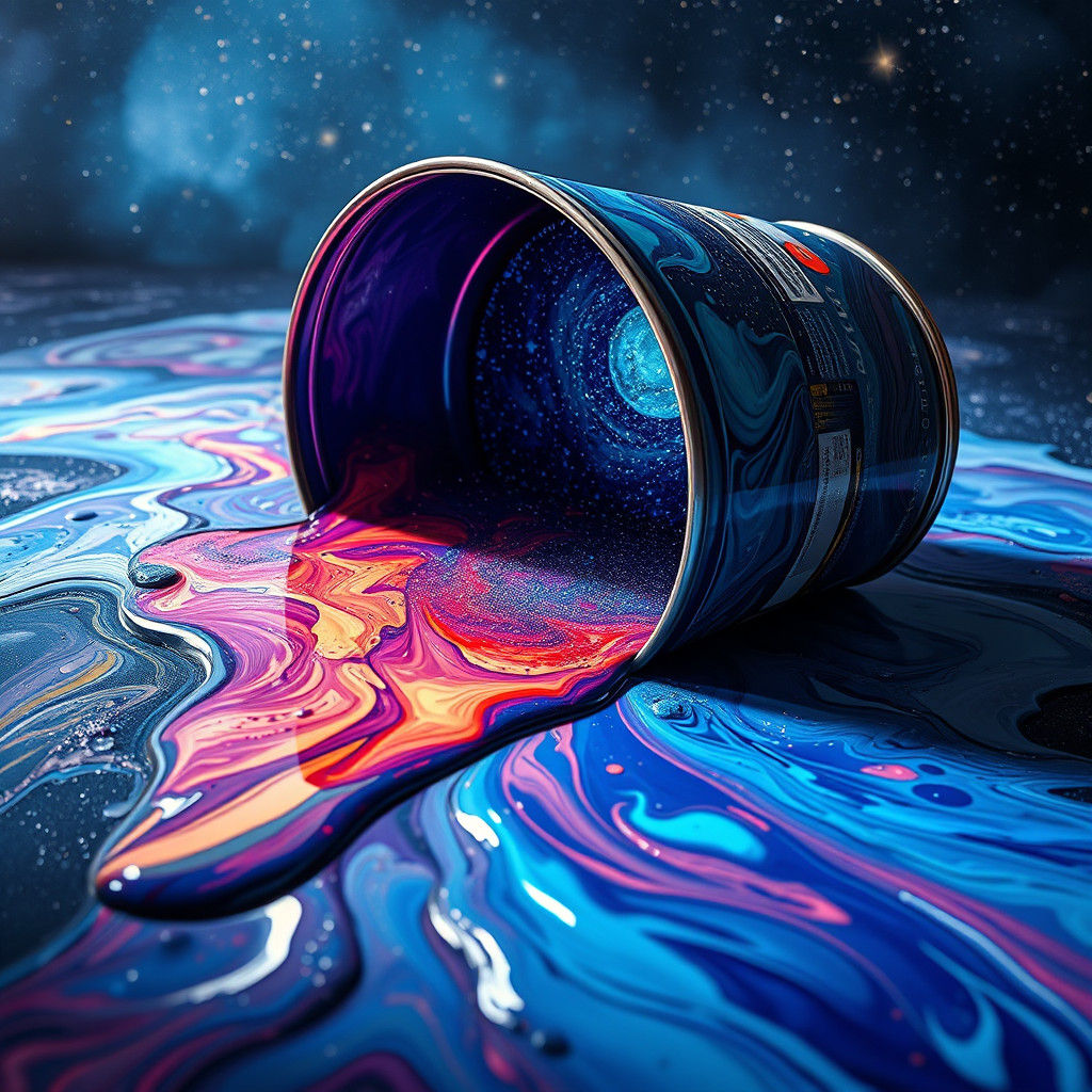 Starry Night Paint Spill: Abstract Expressionism in HDR