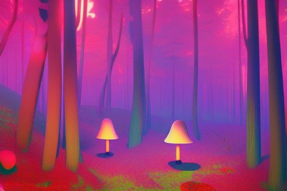 Psychedelic Wonderland: A Surreal Mushroom Forest