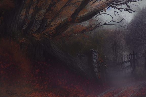 Sinister Fox Spirit in Autumn Woods