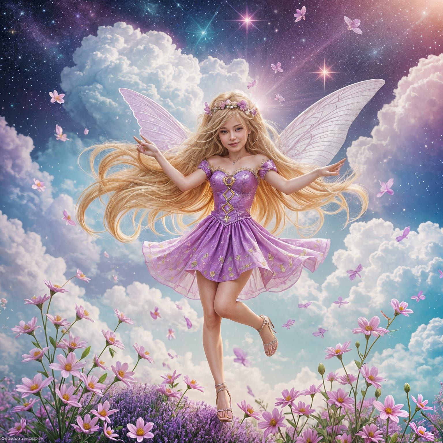 Whimsical Fairy Princess in Cosmic Dance