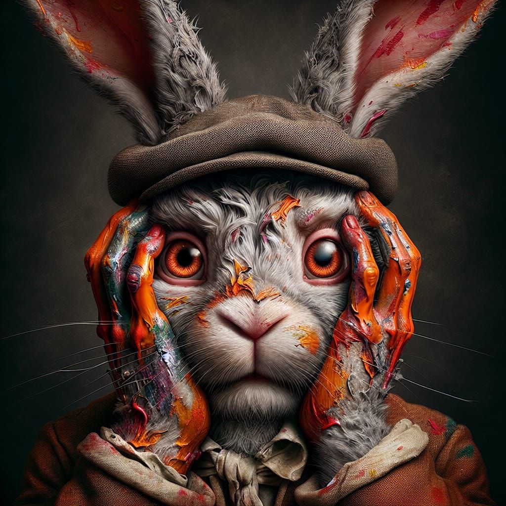 A Weary Bunny After Days of Coloring Eggs