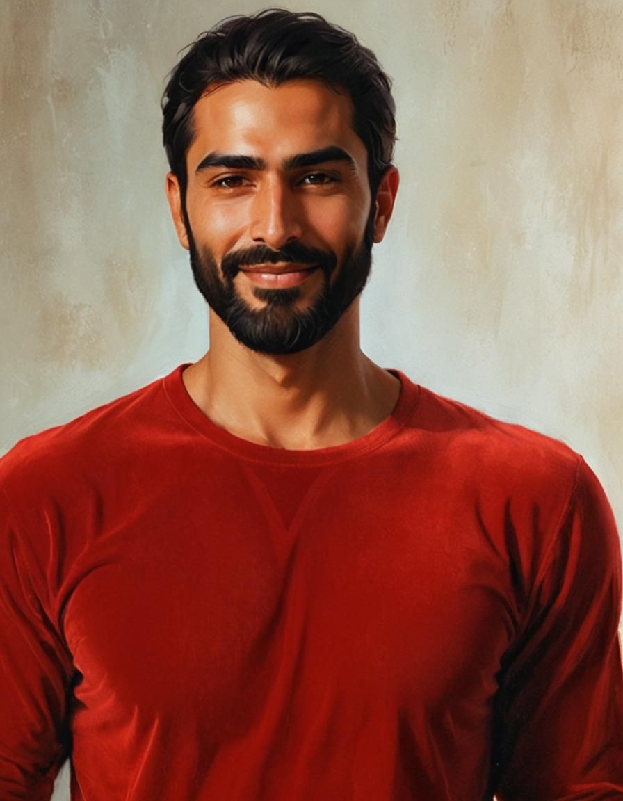 Handsome Man with Velvet Shirt, Digital Portrait