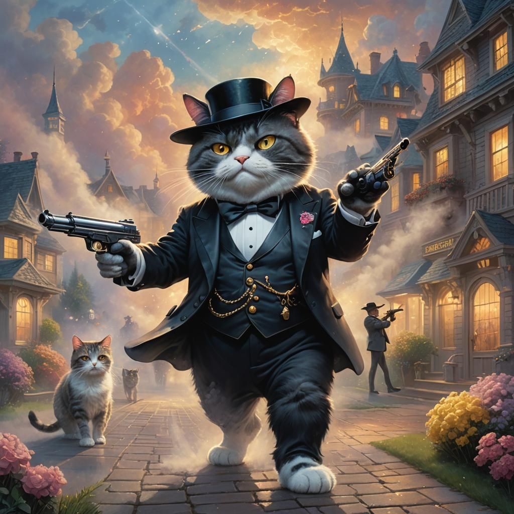 Fat Cat Assassin in Ethereal Fantasy Illustration