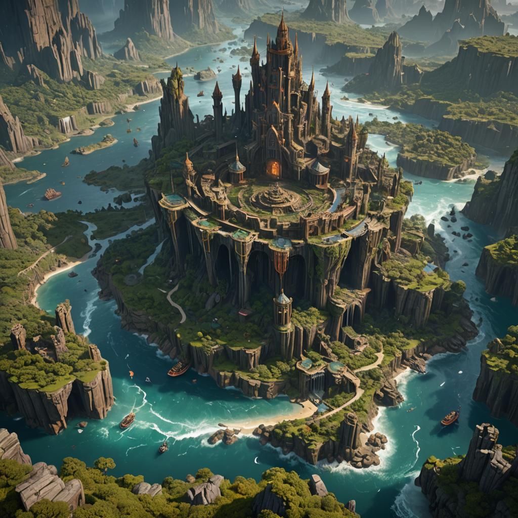 Fantastical Cyclonic Isles in Detailed Matte Painting