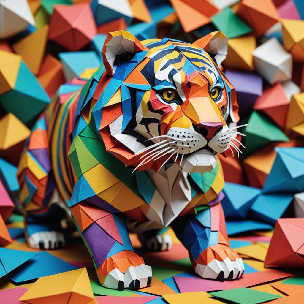 Vibrant Papier Mache Tiger