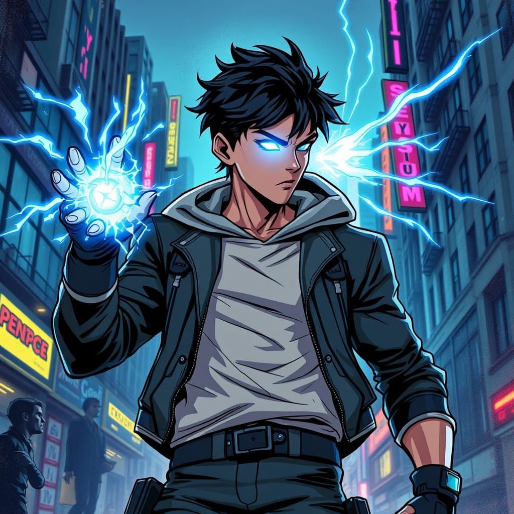 Cyberpunk Superhero Unleashes Electric Power in Marvel Comic...