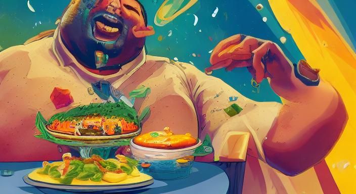 Hyperrealistic Spaceman's Feast: A Colorful Concept Art