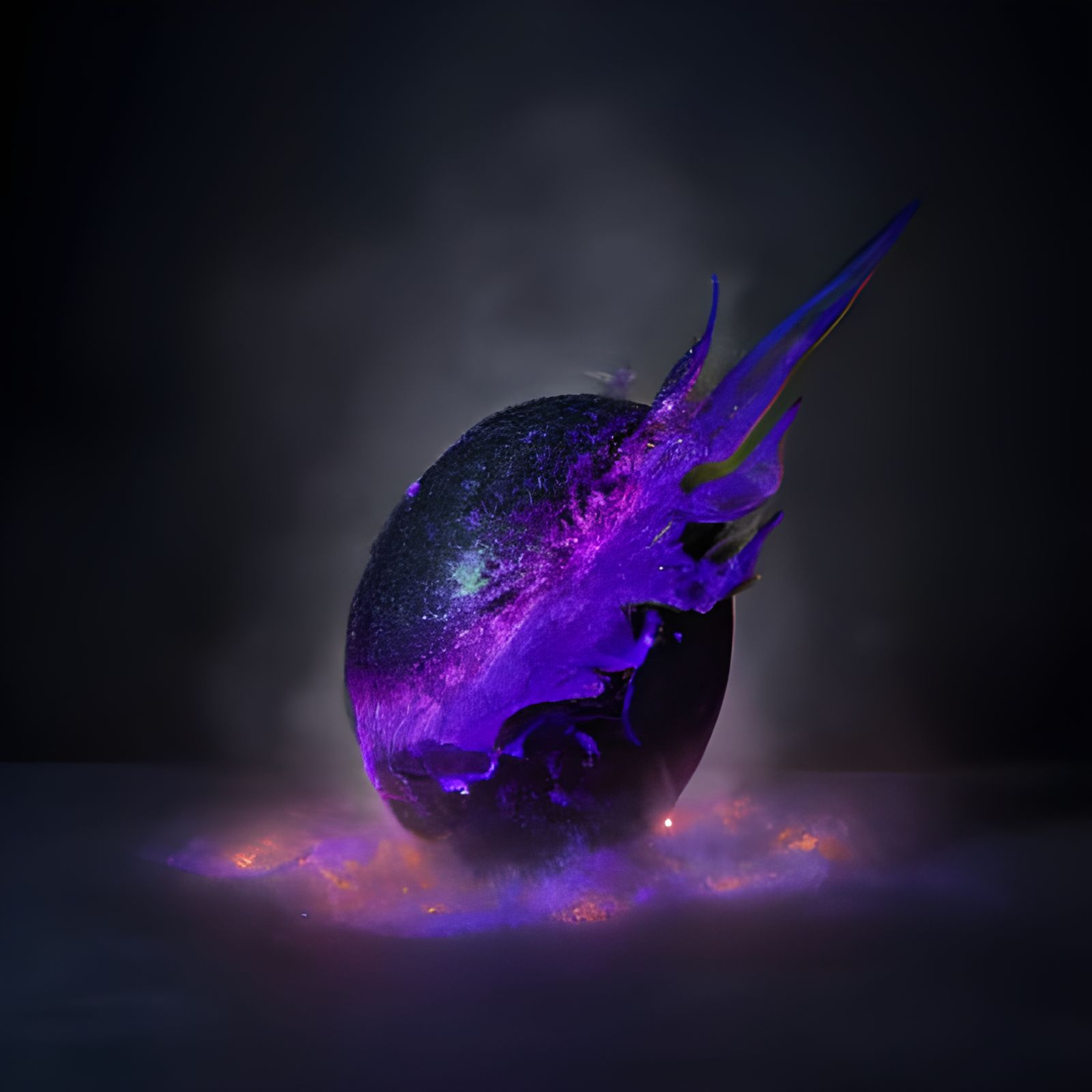 Dragon Egg Ablaze with Purple Fire