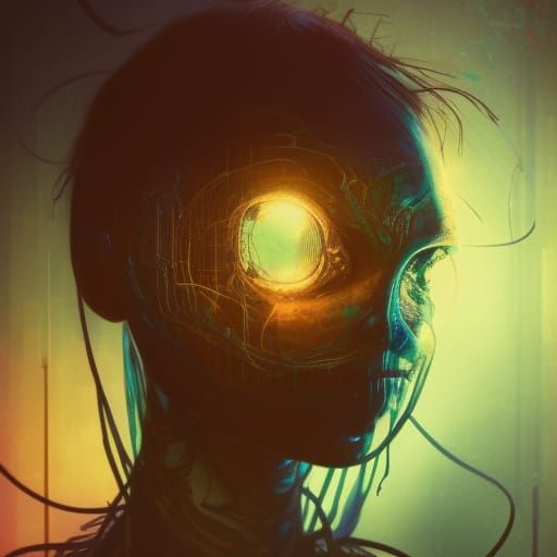 Alien Specimen Portrait in Neon Psychedelic Colors