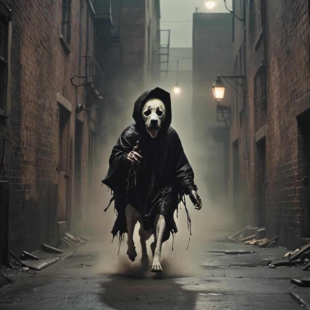 Ghostface Terrier Ride in Francis Bacon Style