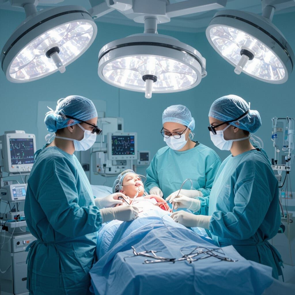 AI Art: Child Patient in Transparent Operating Room