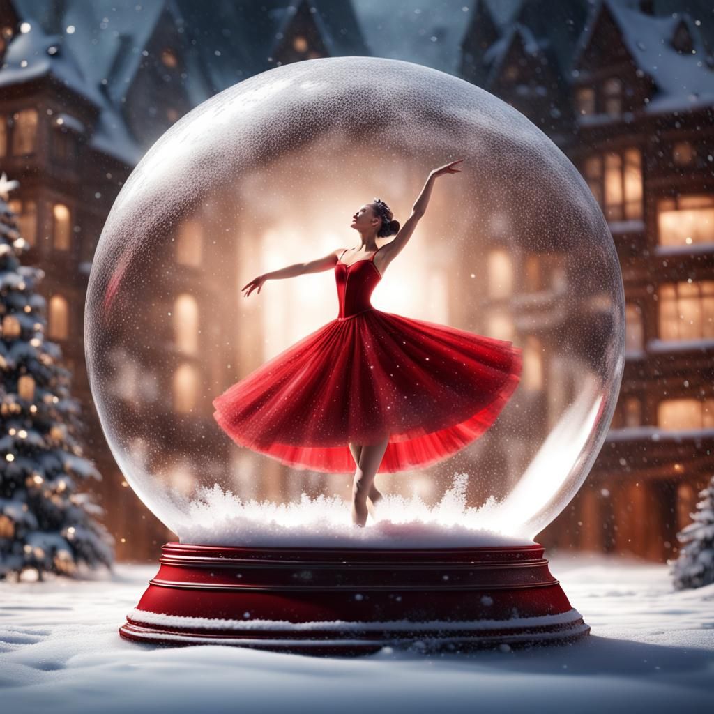 Ballerina Dancing in Glass Ball: Christmas Fantasy
