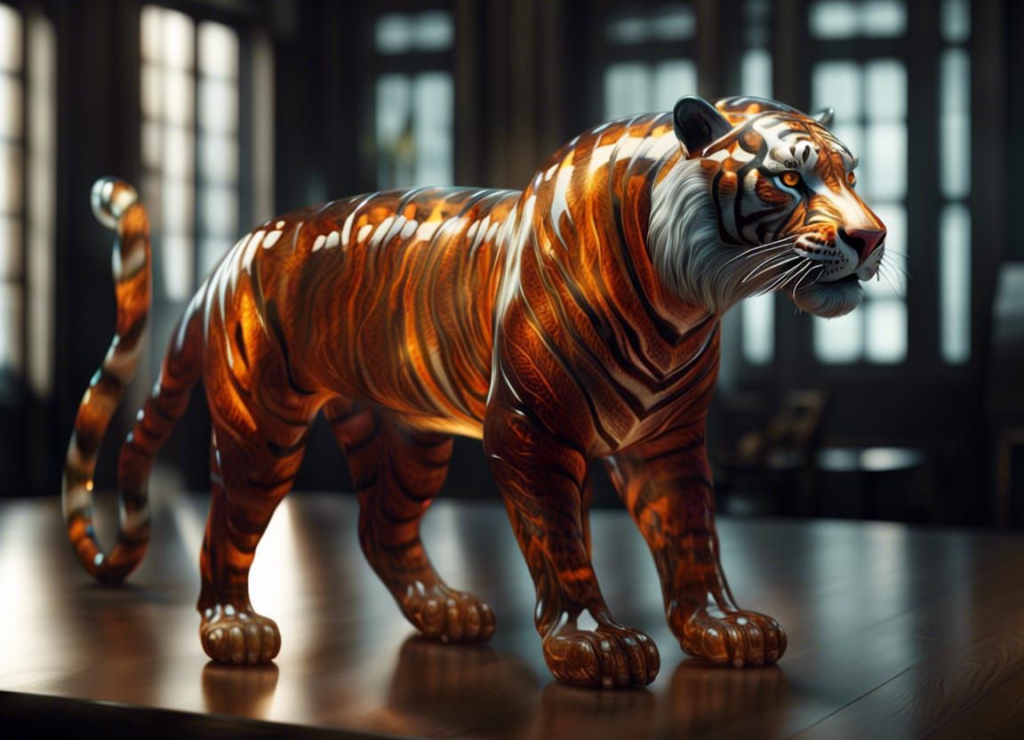Blown Glass Tiger Digital Matte Painting