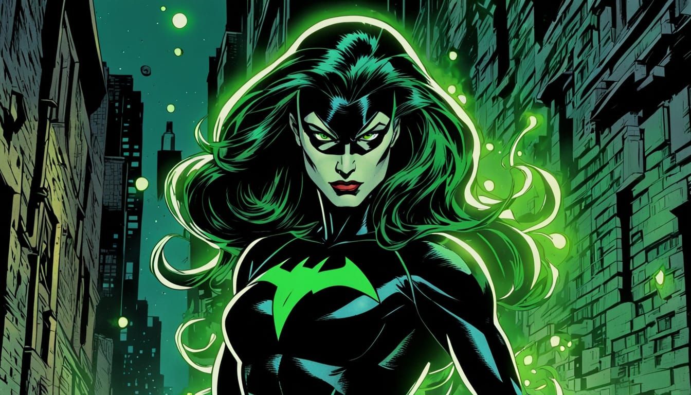 Comic Art Supervillainess in Urban Alley