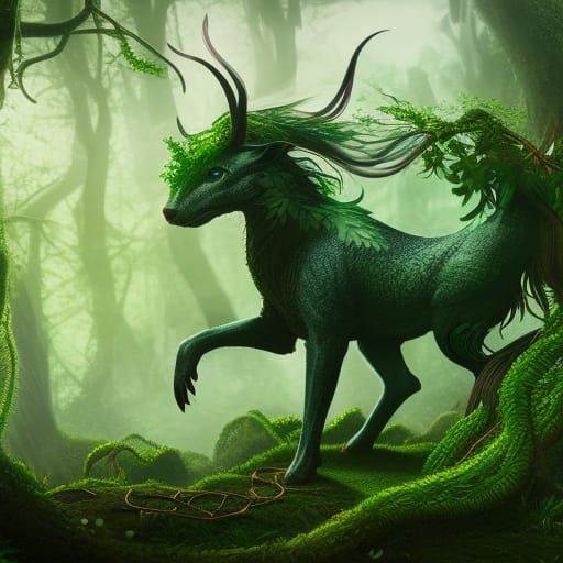 Mythical Forest Creature in Detailed Matte Painting