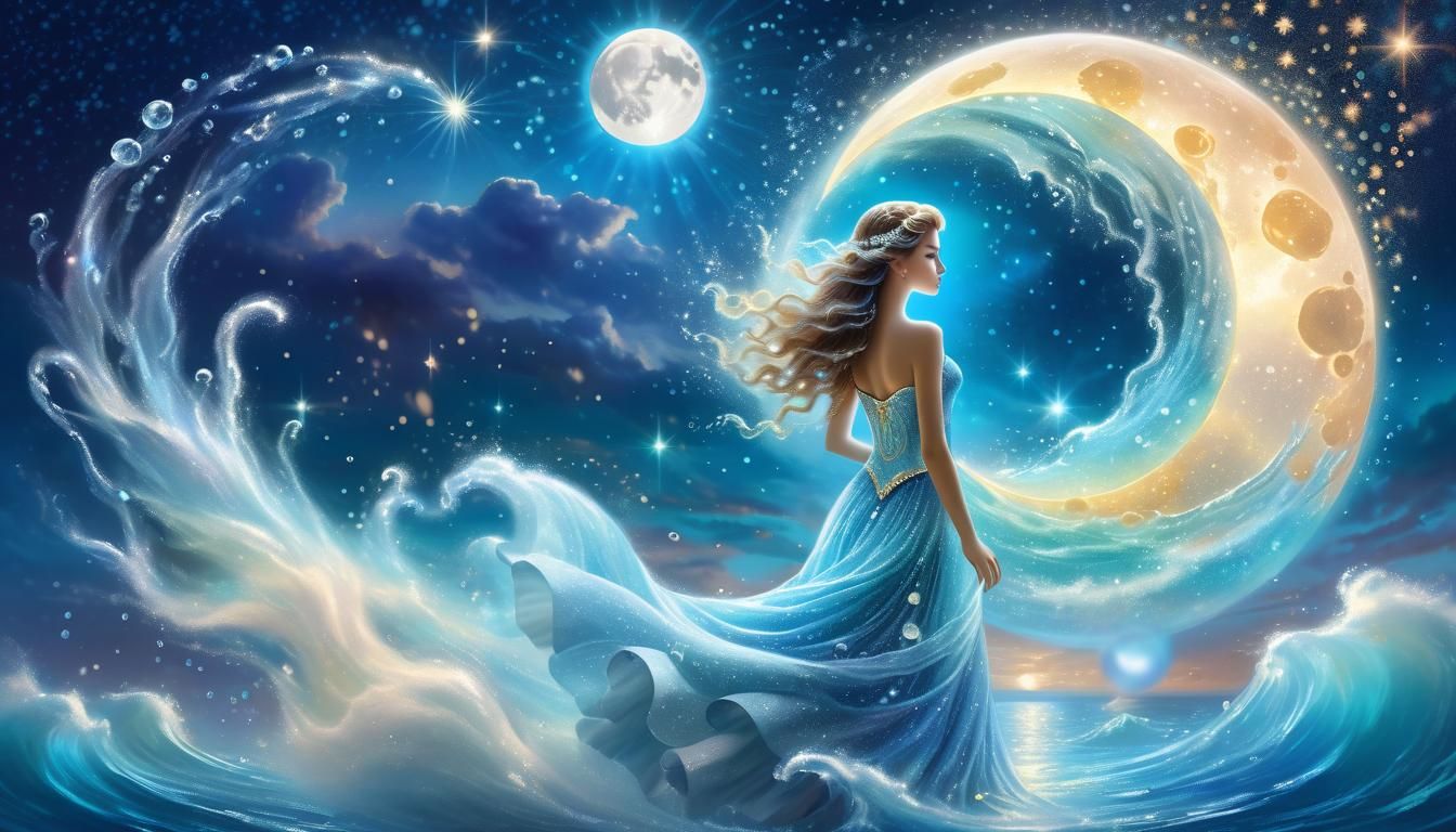 Aquarius Zodiac: Water Woman in Ethereal Universe