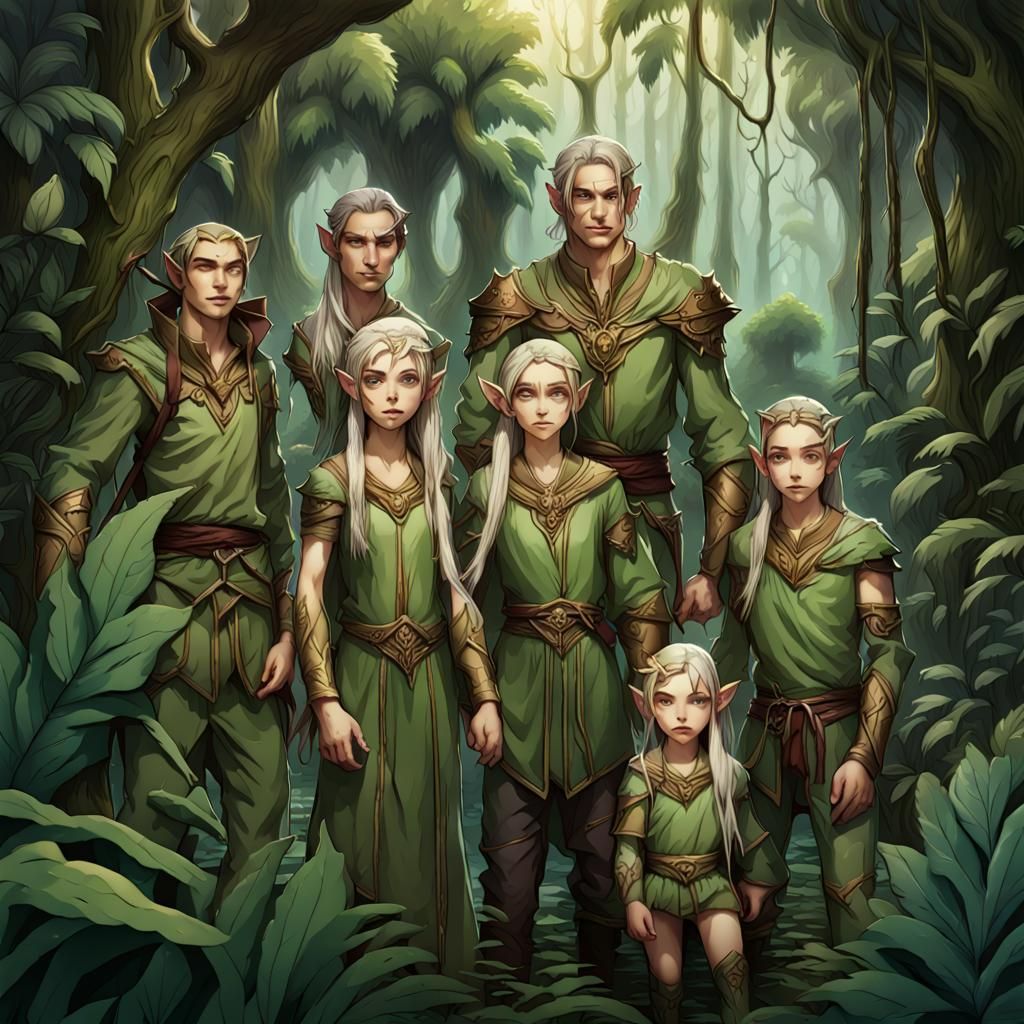 Lost Elven Family in Dense Jungle