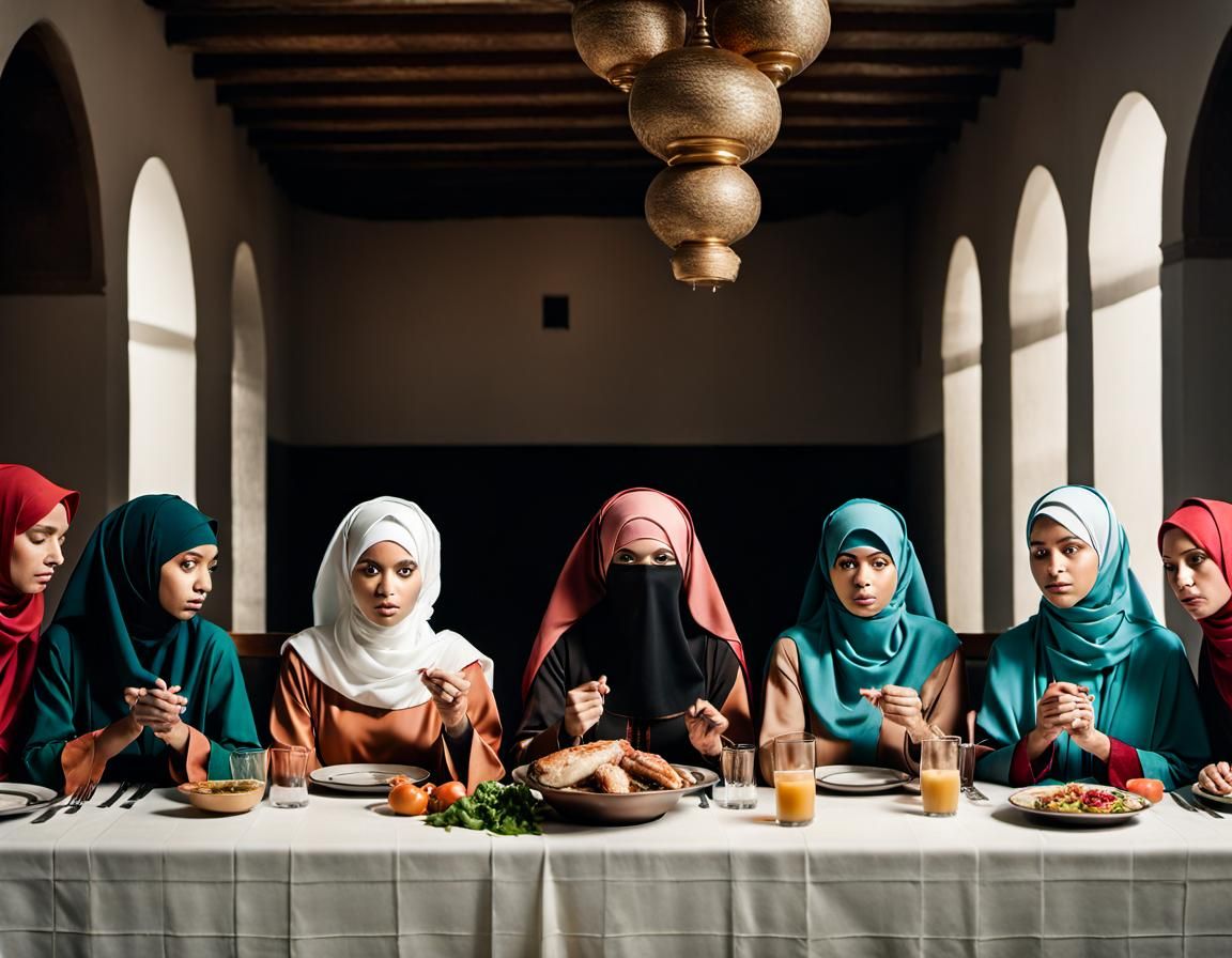The Last Supper Reimagined: Women in Hijabs
