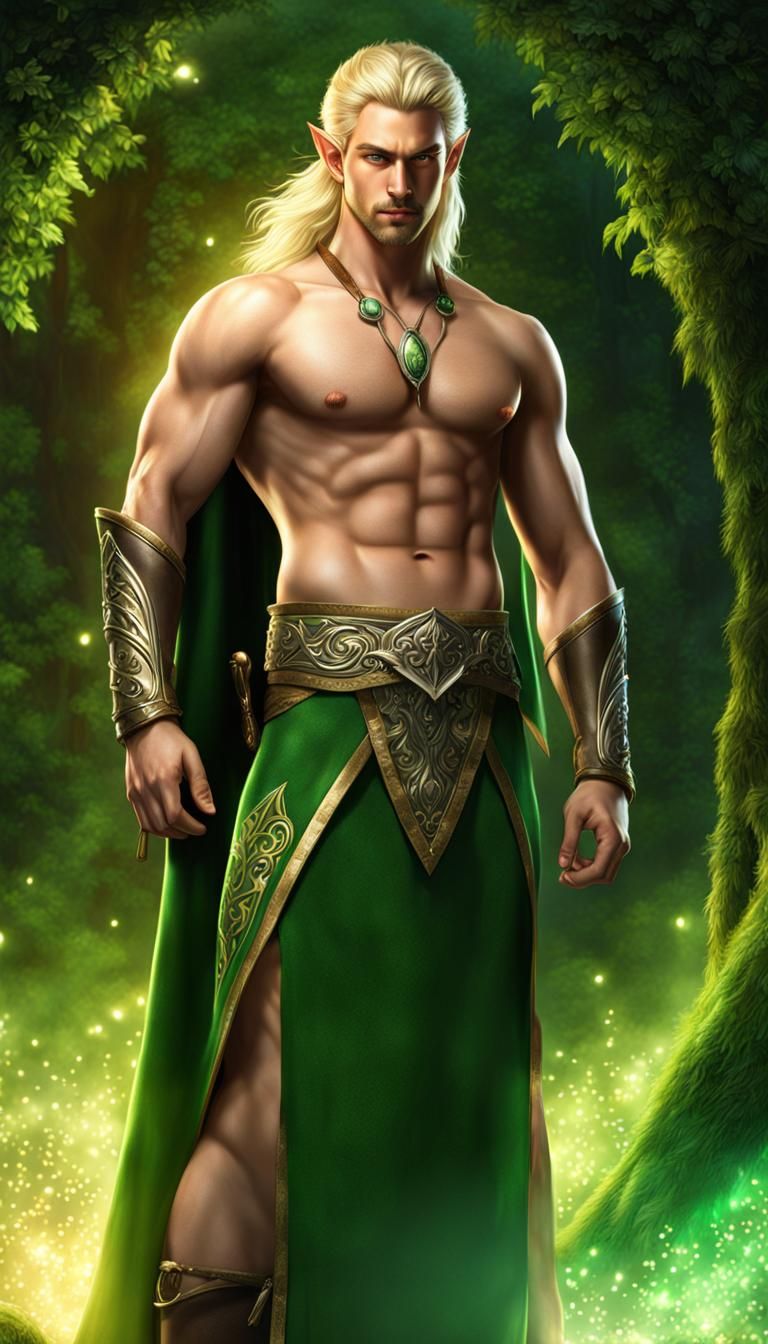 Photorealistic Male Elf in Revealing Pose