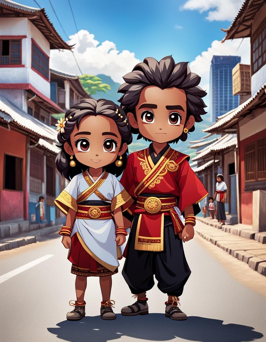 Chibi Children Explore Dili in Traditional Timor-Leste Attir...