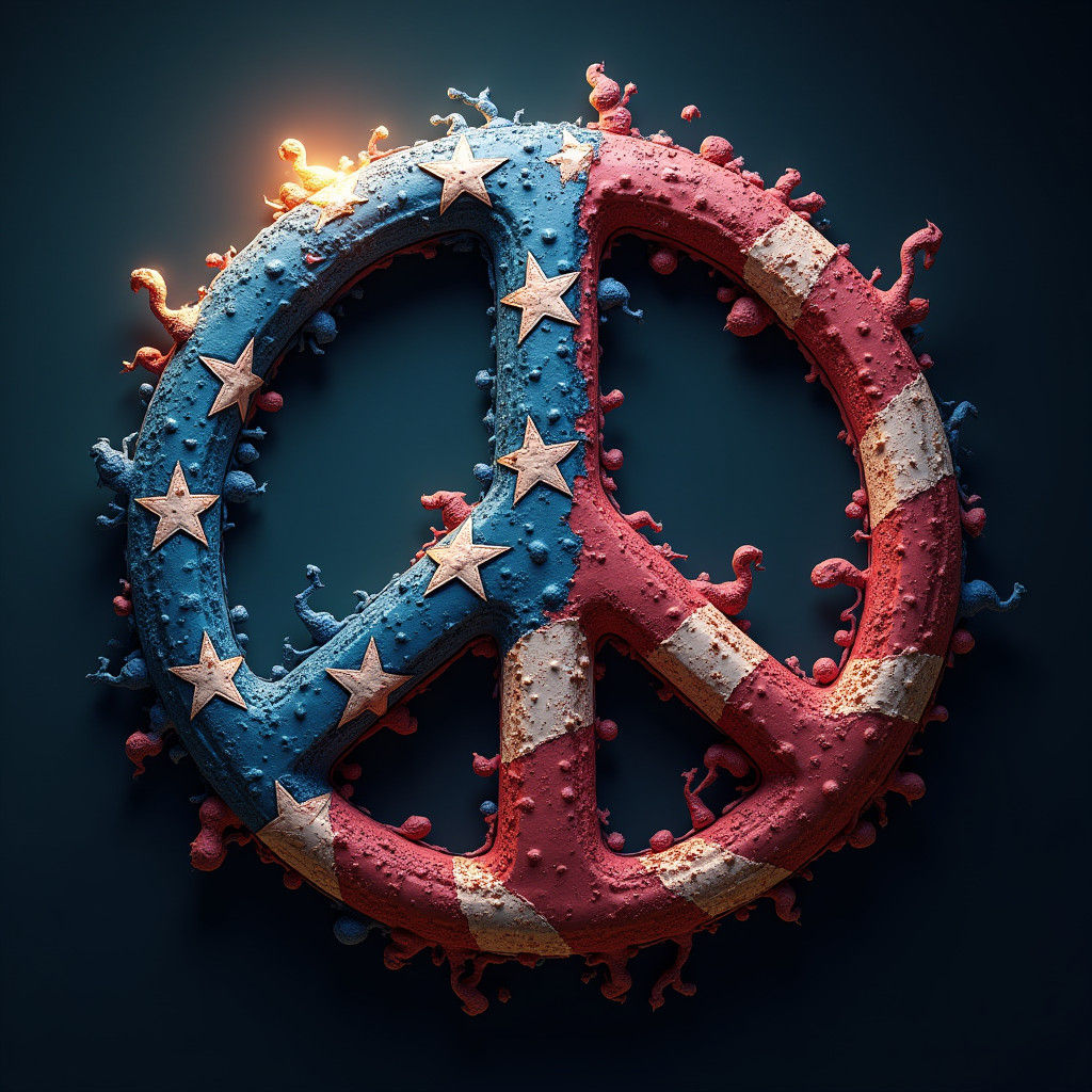 Stars & Stripes Peace Symbol in Dreamlike Style