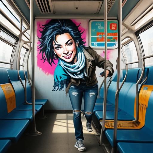 Vibrant Street Art on City Bus