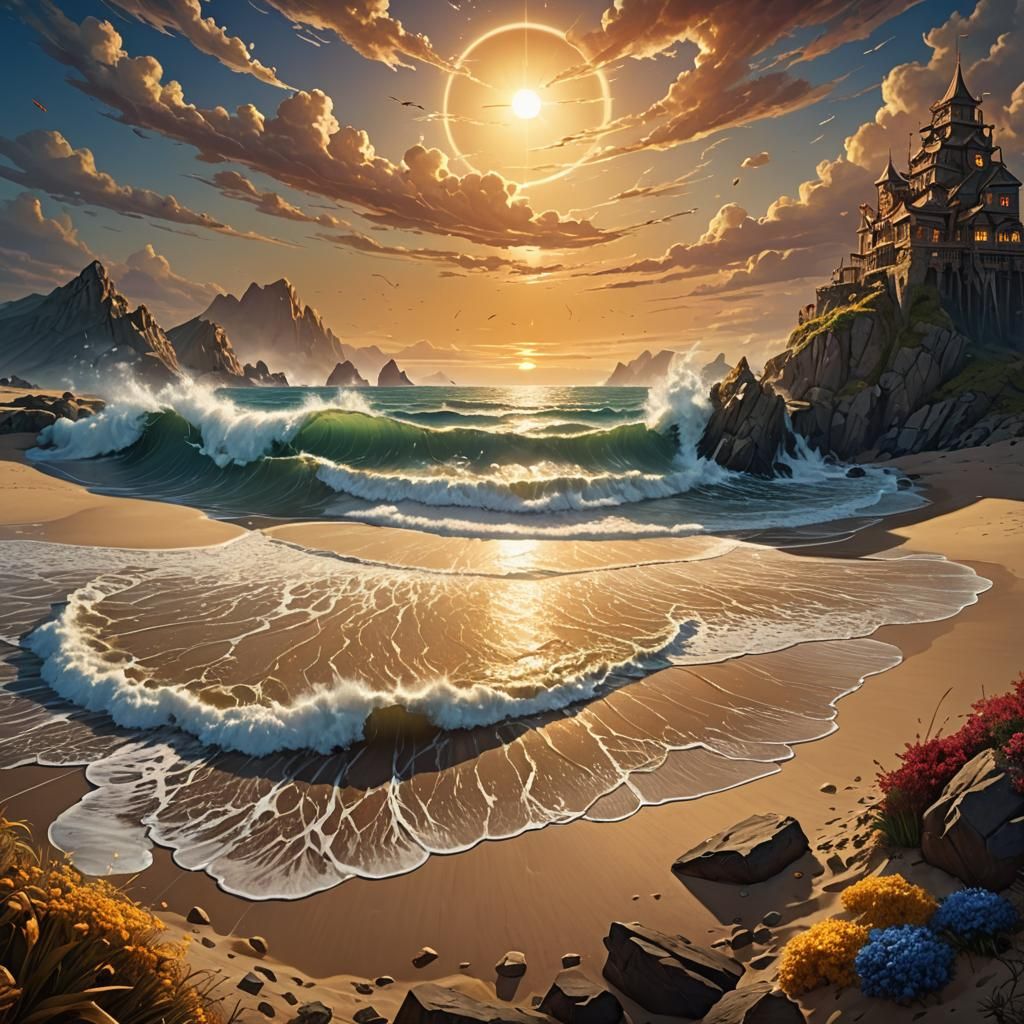 Surreal Seascape at World's Edge: Fantasy Concept Art