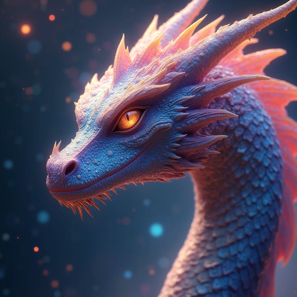 Fantasy Space Dragon in Hyperrealistic Futuristic Style