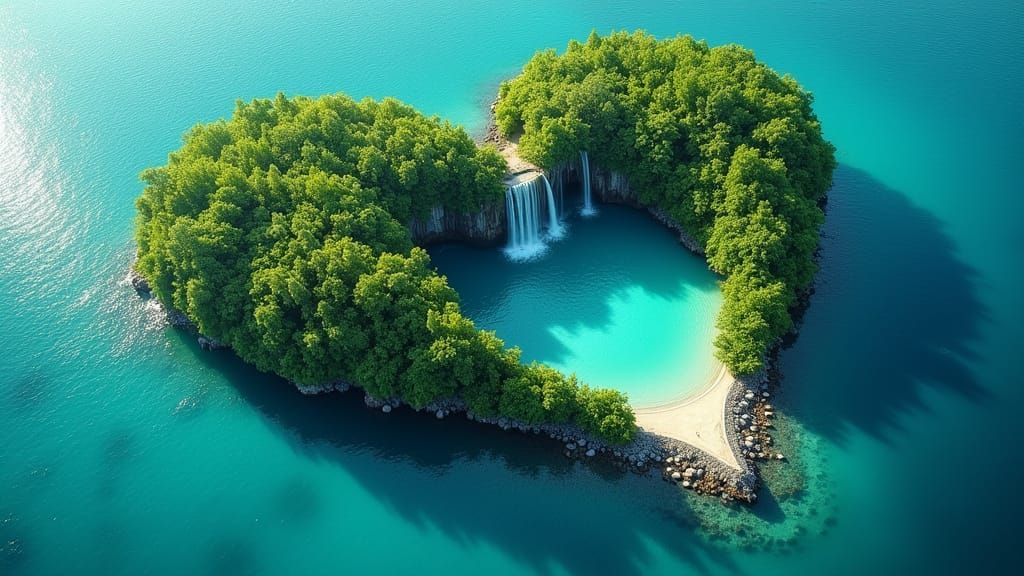 Aerial view of a Heart Island