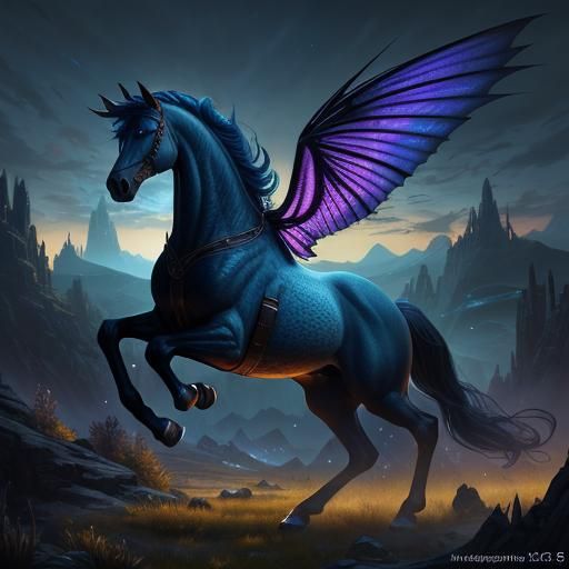 Fae Horse Fantasy Creature Under Midnight Sky