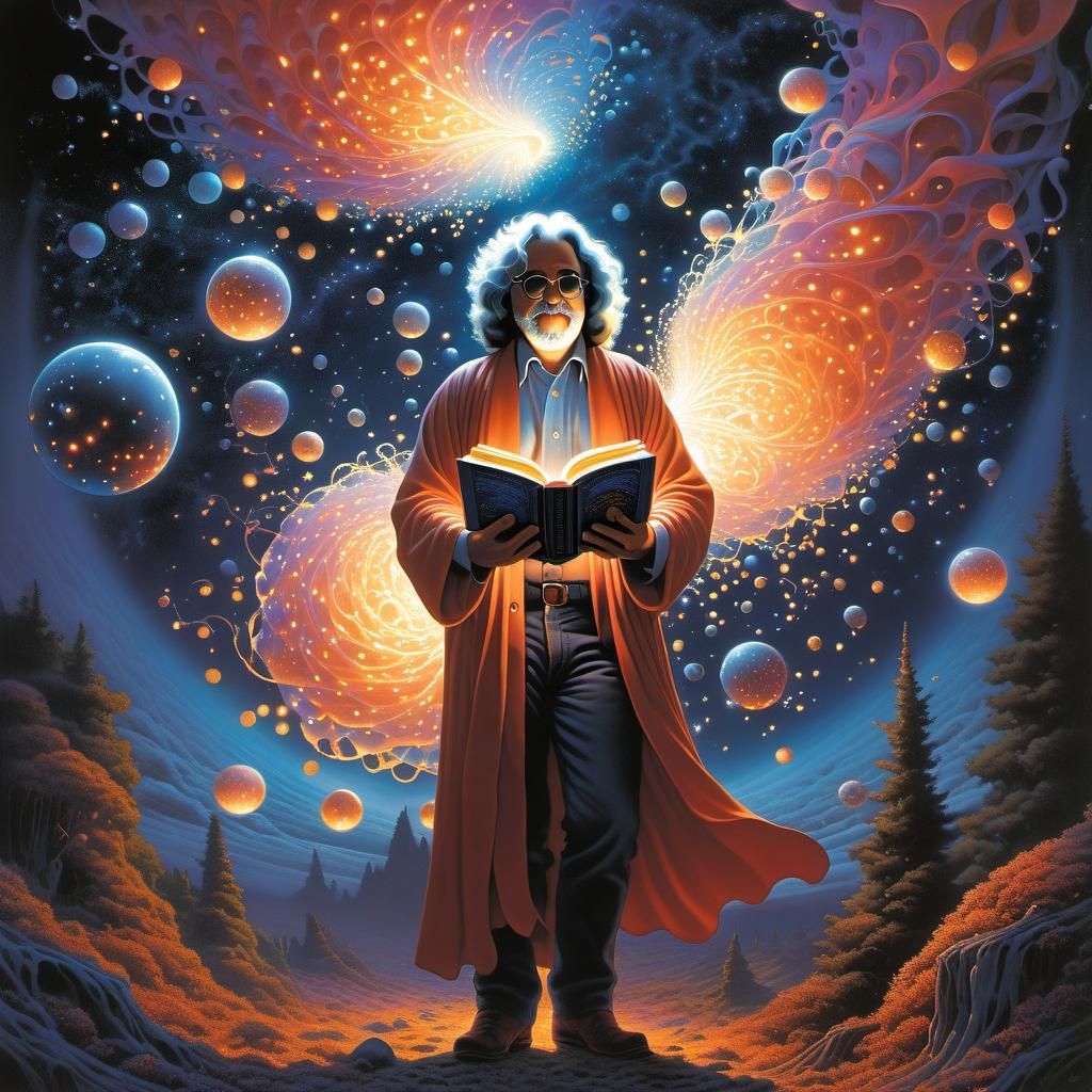 Jerry Garcia Casting Magic in Fantasy Art Style