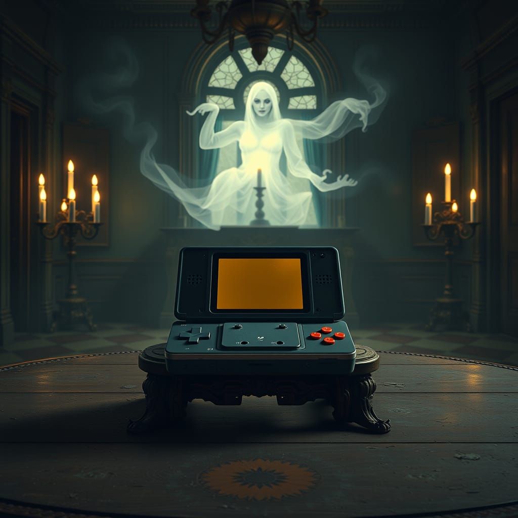 Retro Gaming Console in Haunted Mansion