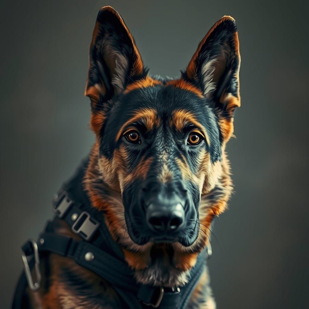 German Shepherd, focus, face, realistic