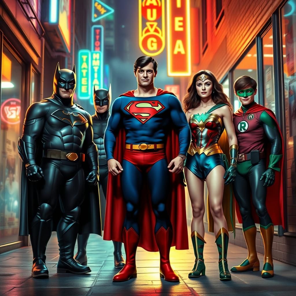 Superman and Friends Unite in a Gritty Cityscape