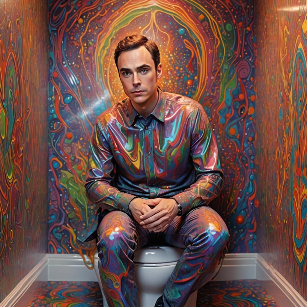Psychedelic Art: Jim Parsons on a Toilet