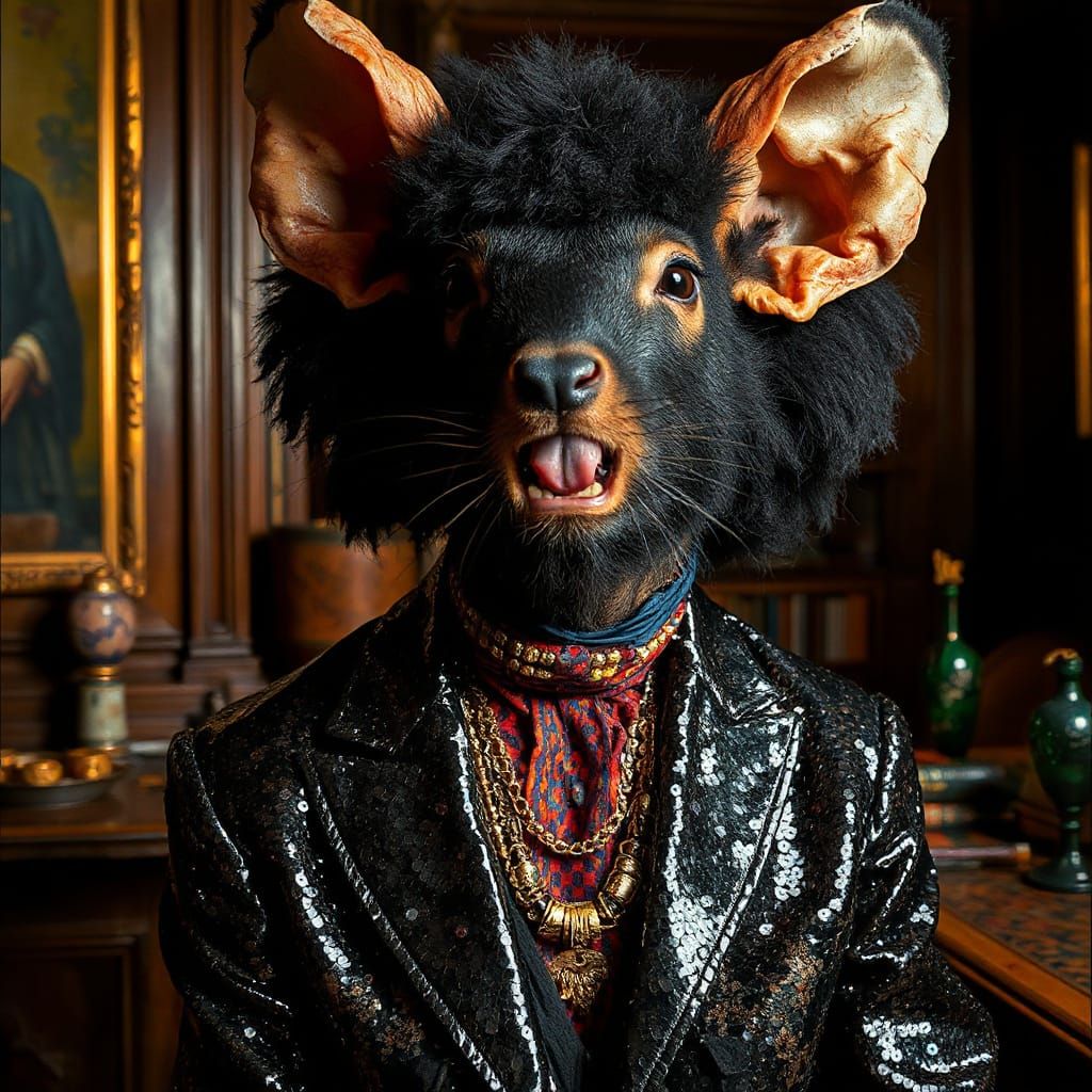 Psychedelic Rat Portrait in Schiele Style