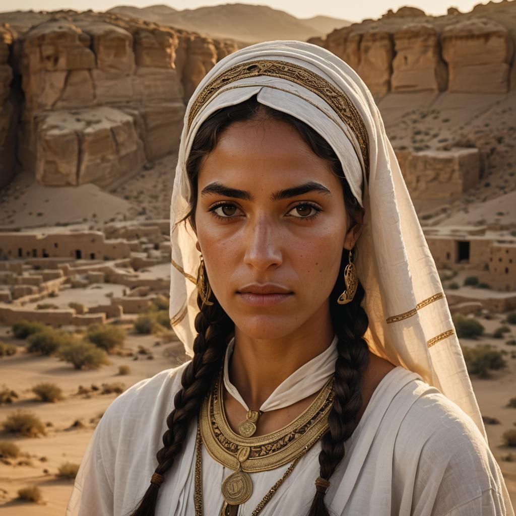 Ancient Hebrew Woman Portrait in Golden Light