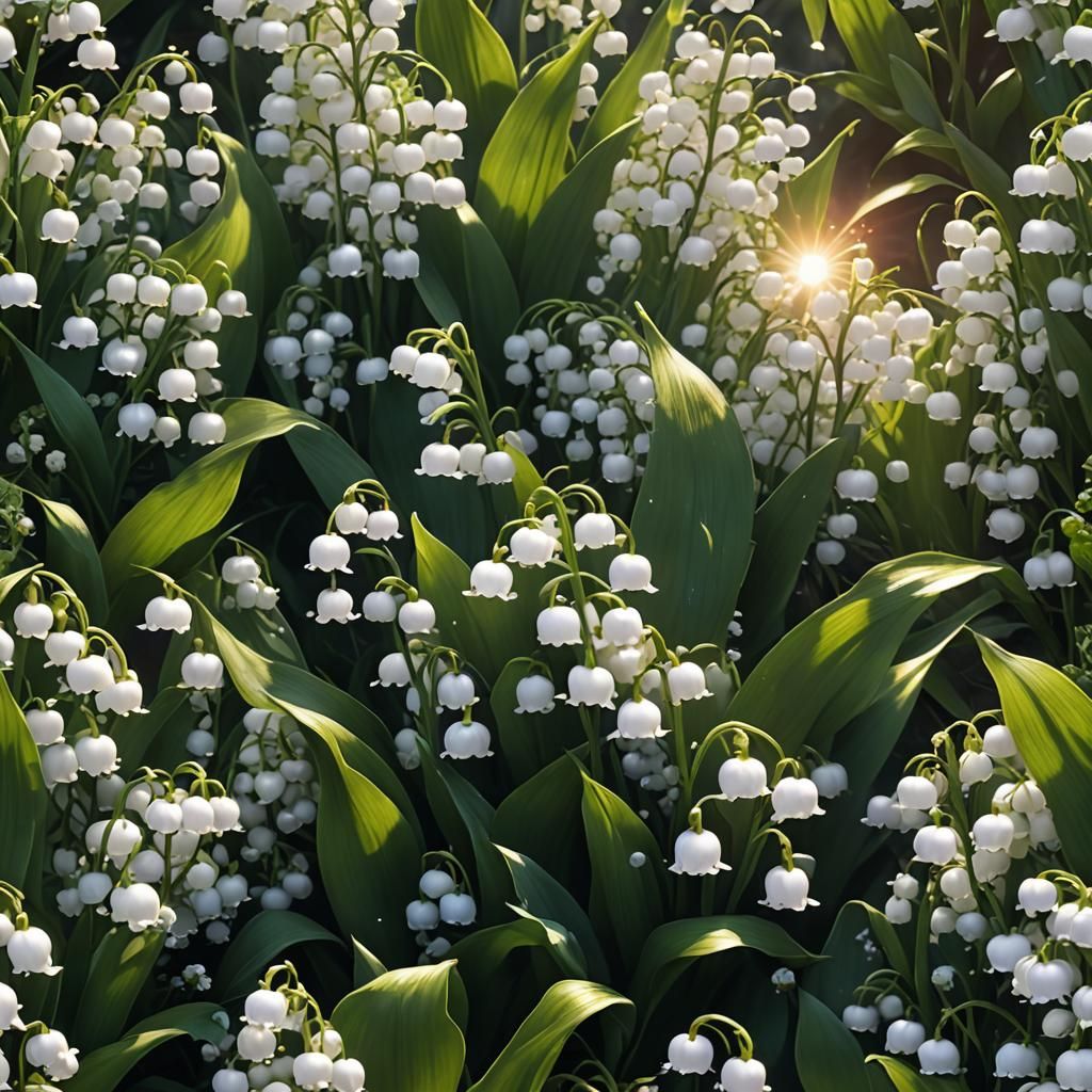 Lily of the Valley Macro with Ladybug