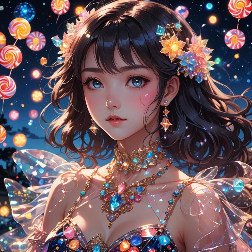 Candy Dress Portrait in Anime Style