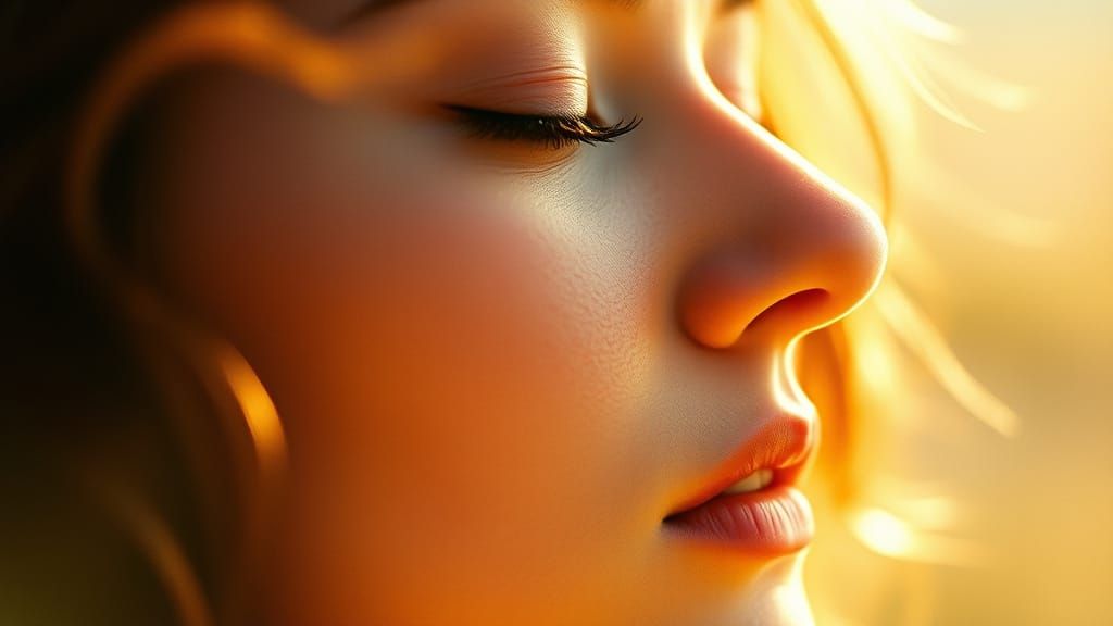 Woman Basking in Warm Sunlight