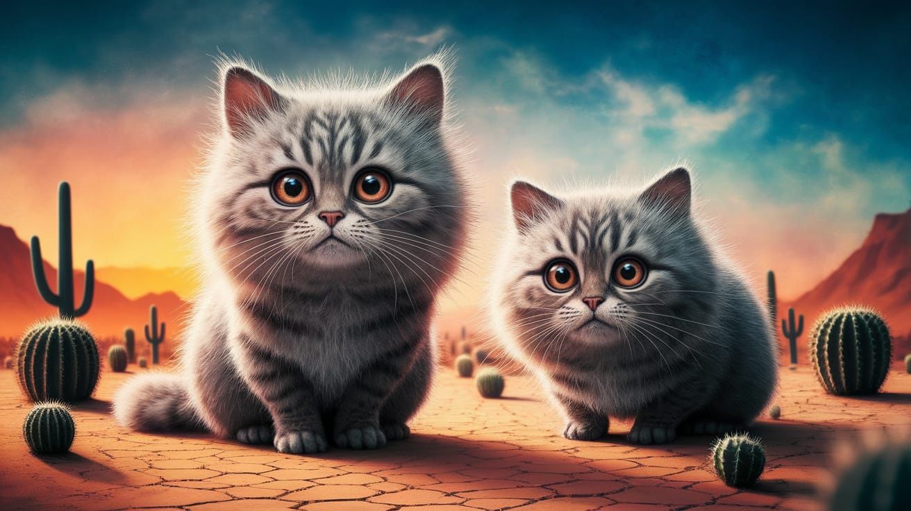 Furry Desert Wonders in Vibrant Sunset Hues